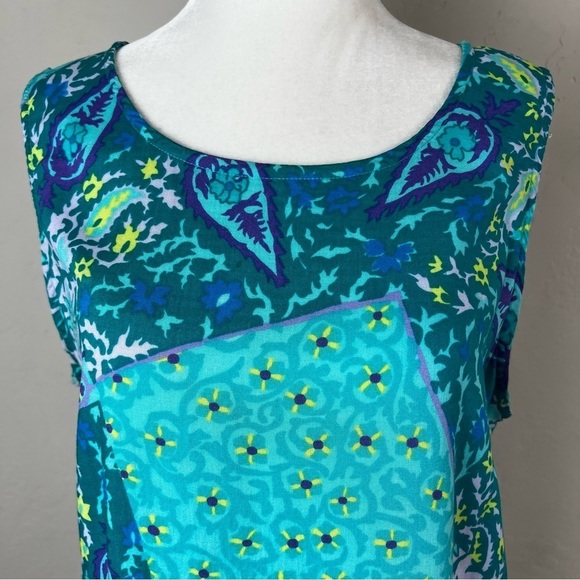 Diane von Furstenberg Color Authority Paisley Viscose Rayon Tunic Tank Size L - Picture 2 of 11